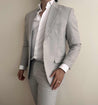 grey linen suit