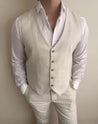 cream linen suit 