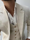 cream linen suit 