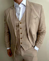 3 Piece Sand Brown | Light Brown Linen Suit CUSTOM