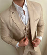 3 Piece Sand Brown | Light Brown Linen Suit CUSTOM