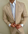 3 Piece Sand Brown | Light Brown Linen Suit CUSTOM