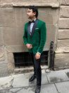 Green Velvet Tuxedo 2 Piece Suit | Round Collar | Evening Suit