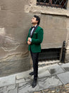 Green Velvet Tuxedo 2 Piece Suit | Round Collar | Evening Suit