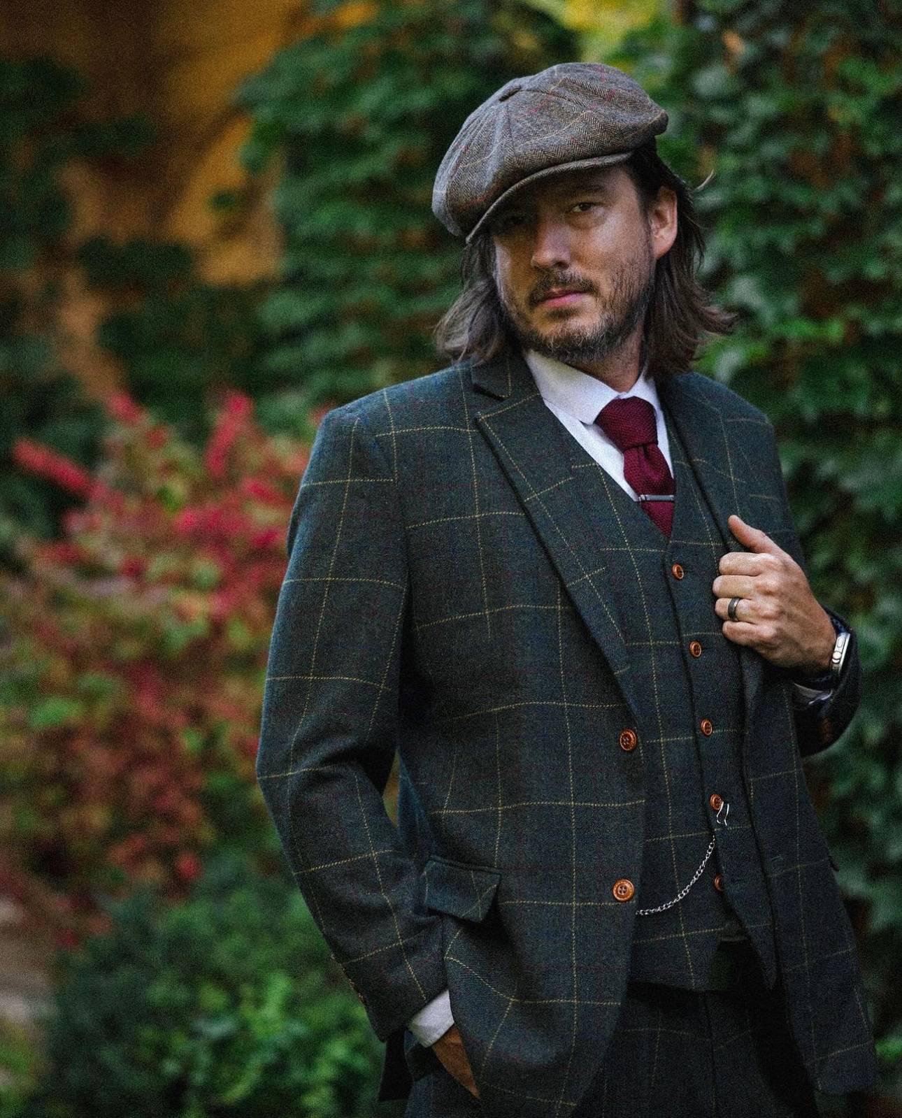 Peaky Green With Yellow & Red Windowpane Tweed 3 Piece Suit | Peaky ...