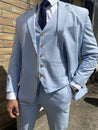 Linen 3 Piece Light Blue Men's Suit