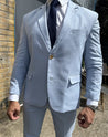 Linen 3 Piece Light Blue Men's Suit