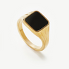 18K Gold Plated Signet With Onyx Ring