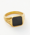 18K Gold Plated Signet With Onyx Ring