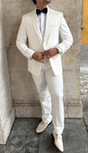 White Tuxedo 2 Piece Suit | Round Collar | Evening Suit
