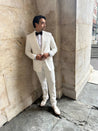 White Tuxedo 2 Piece Suit | Round Collar | Evening Suit