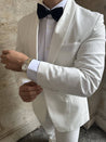 White Tuxedo 2 Piece Suit | Round Collar | Evening Suit