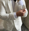 White Tuxedo 2 Piece Suit | Round Collar | Evening Suit