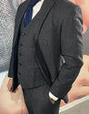 Charcoal Black Herringbone 3 Piece Tweed Suit CUSTOM