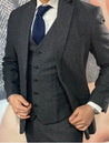 Black Herringbone 2 Piece Tweed Suit
