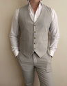 grey linen suit