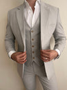 grey linen suit