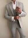 grey linen suit