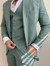 sage green linen suit