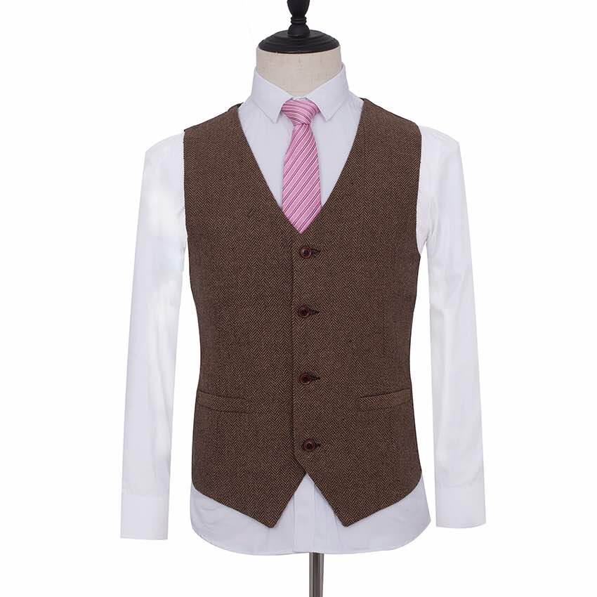 Ascot brown Herringbone Tweed Waist Coat (preorder) – Abitto ltd