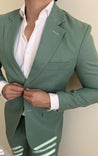 sage green linen suit 
