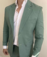 sage green linen suit 