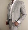 grey linen suit