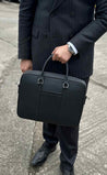Black Leather Zip BriefCase | Laptop Bag