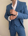 blue linen suit