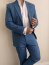 blue linen suit