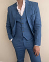 blue linen suit