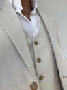 cream linen suit 