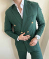 Double Breasted Green 2 Piece Suit (Pre-order)