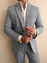 grey linen suit 