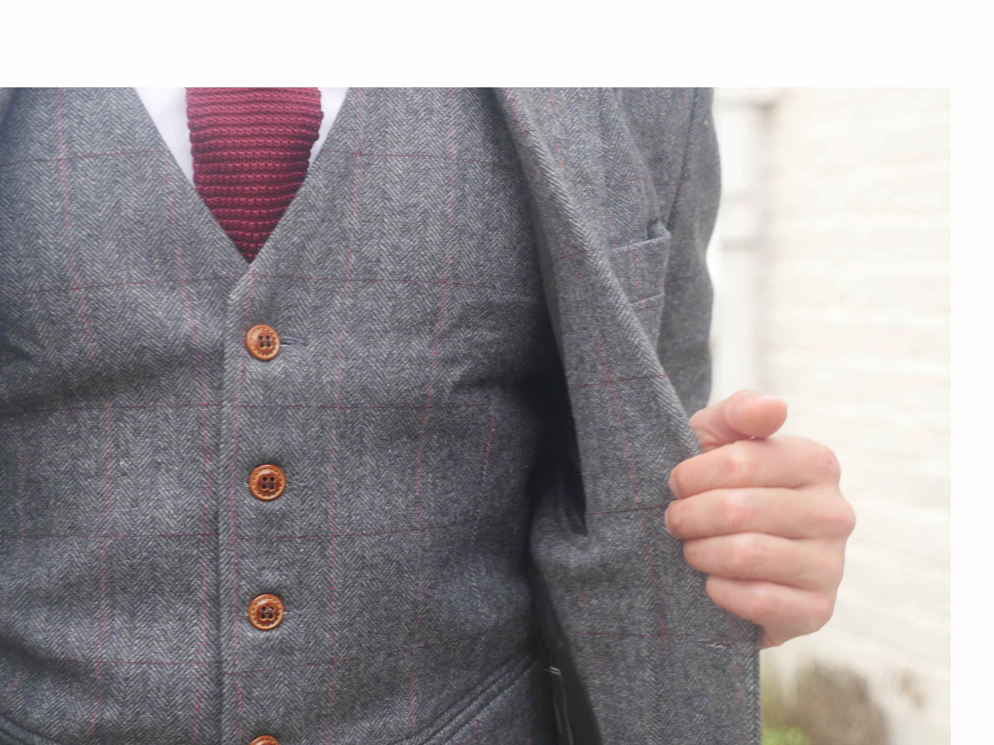 Larger Peaky Grey Estate Herringbone Tweed 3 Piece Suit ( Plus