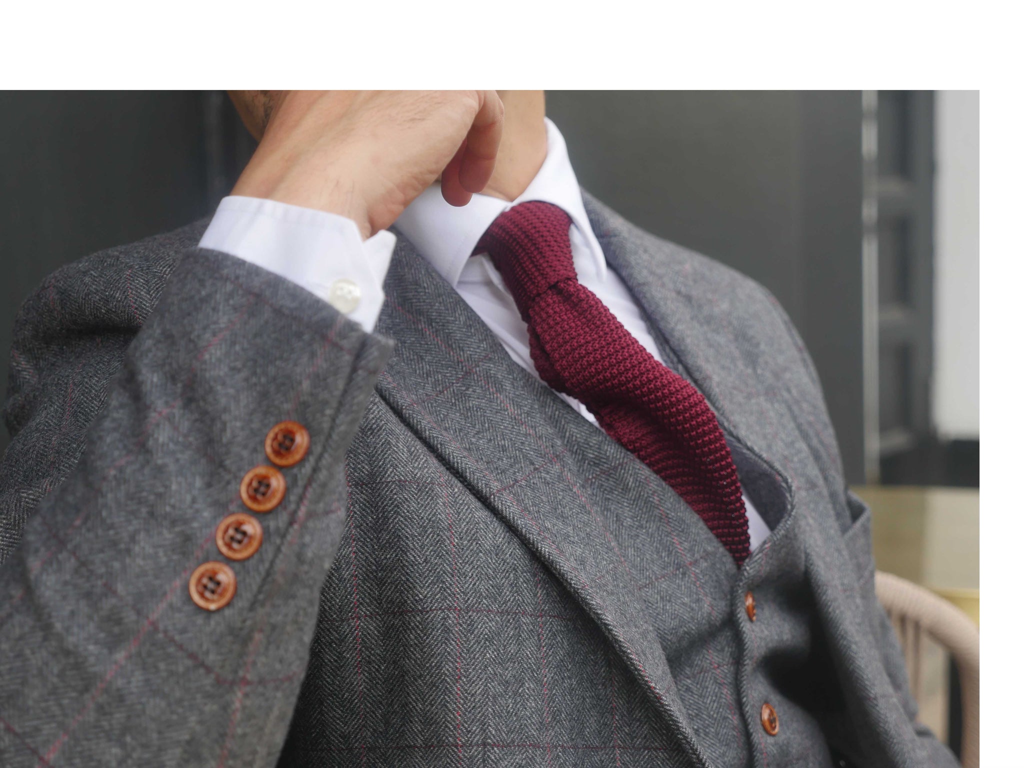 Larger Peaky Grey Estate Herringbone Tweed 3 Piece Suit ( Plus