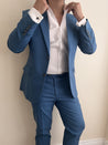 blue linen suit