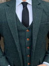 Larger Derby Green 3 Piece Tweed Men's Suit