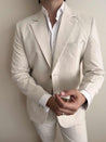 cream linen suit