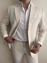 cream linen suit