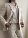 cream linen suit