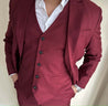 3 Piece Italian Wine Maroon Men's Suit