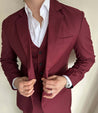 3 Piece Italian Wine Maroon Men's Suit (Pre-order)