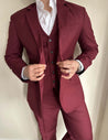 3 Piece Italian Wine Maroon Men's Suit (Pre-order)