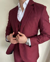 3 Piece Italian Wine Maroon Men's Suit (Pre-order)