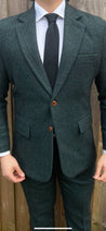 Larger Derby Green 3 Piece Tweed Men's Suit